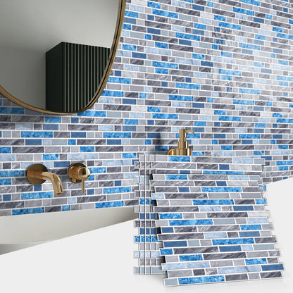 1/12PCS Classic Black and White Mosaic Splicing Wall Stickers Living Room Kitchen Waterproof Self Adhesive PVC Tile Stickers