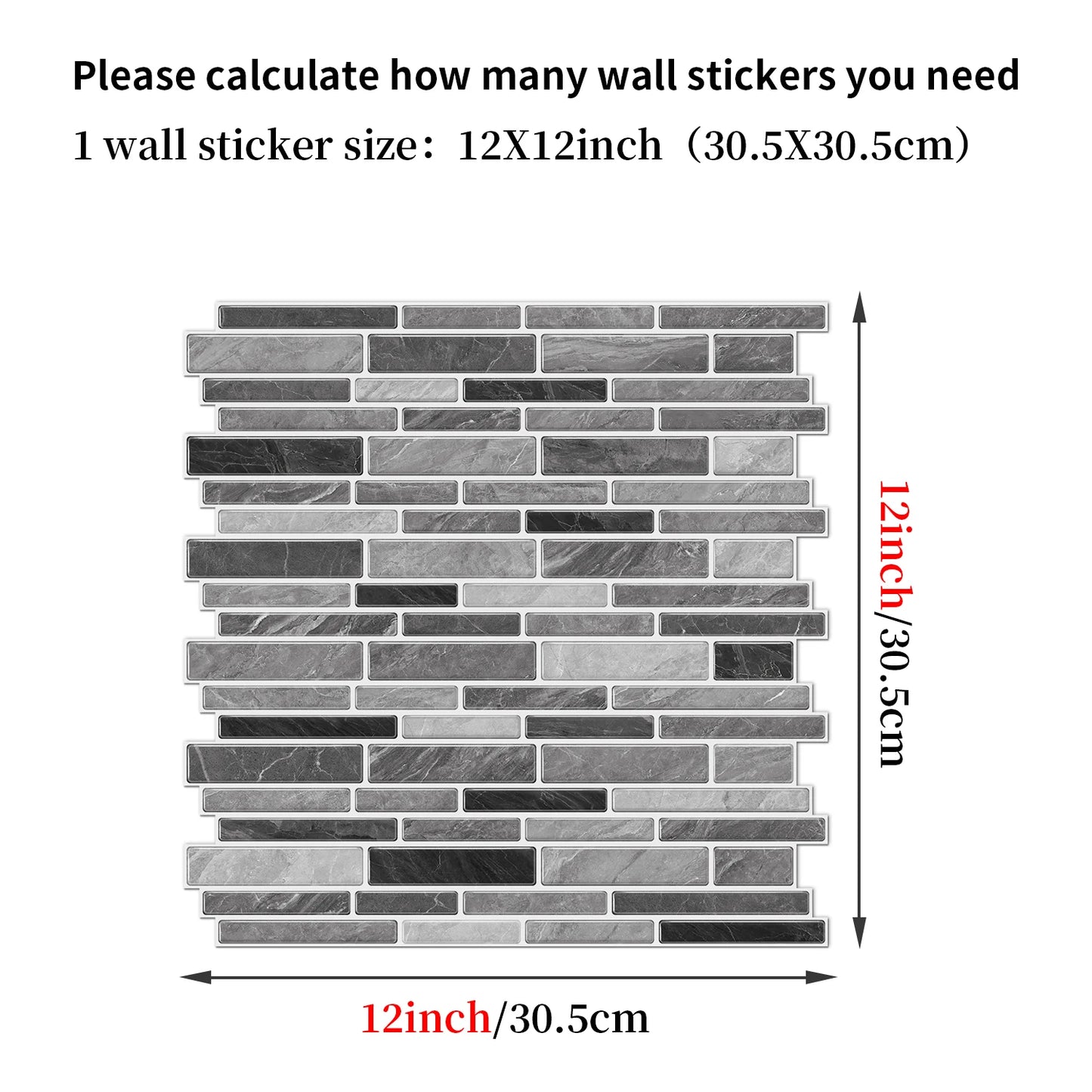 1/12PCS Classic Black and White Mosaic Splicing Wall Stickers Living Room Kitchen Waterproof Self Adhesive PVC Tile Stickers
