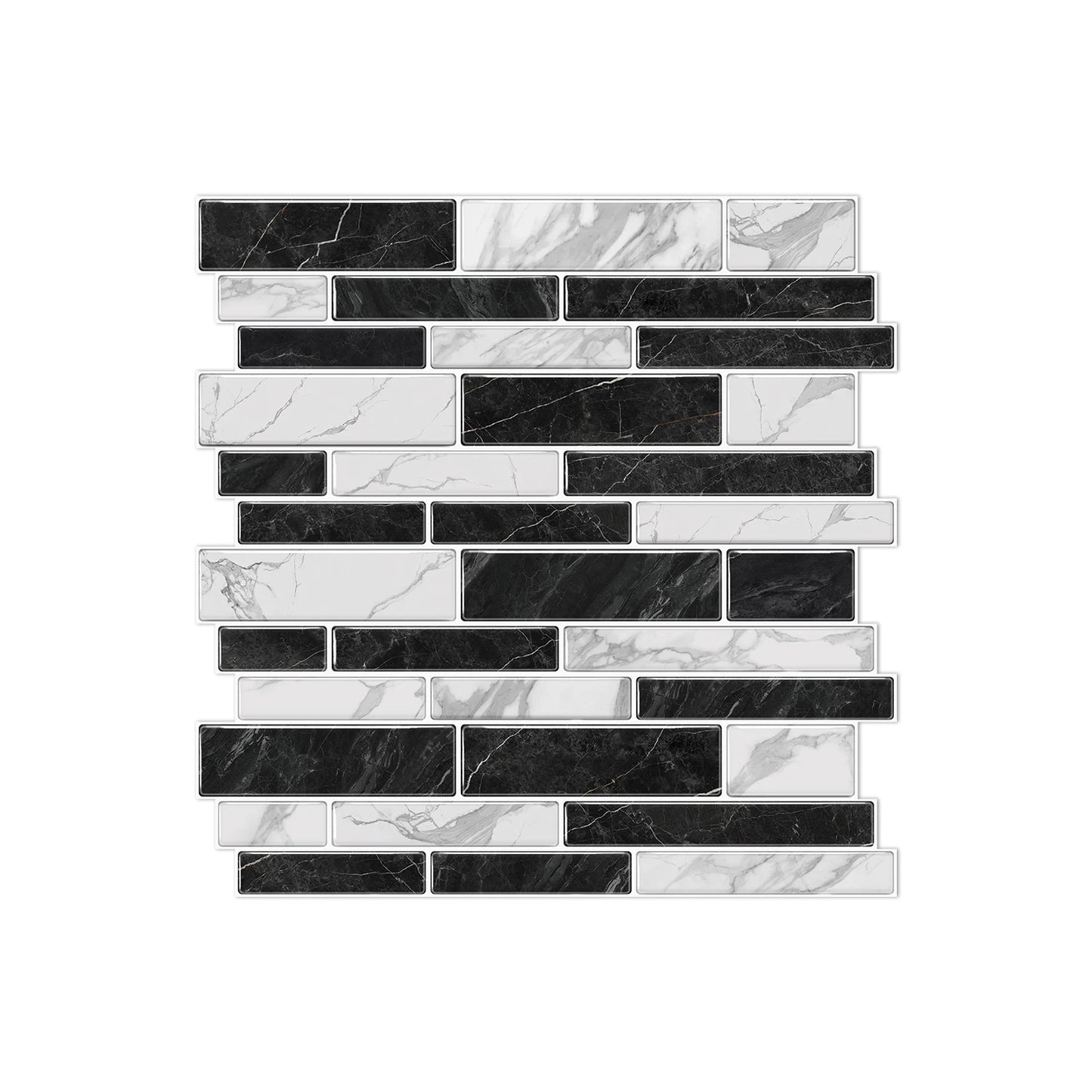 1/12PCS Classic Black and White Mosaic Splicing Wall Stickers Living Room Kitchen Waterproof Self Adhesive PVC Tile Stickers