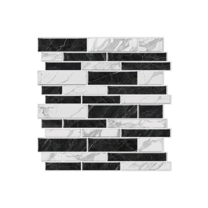 1/12PCS Classic Black and White Mosaic Splicing Wall Stickers Living Room Kitchen Waterproof Self Adhesive PVC Tile Stickers