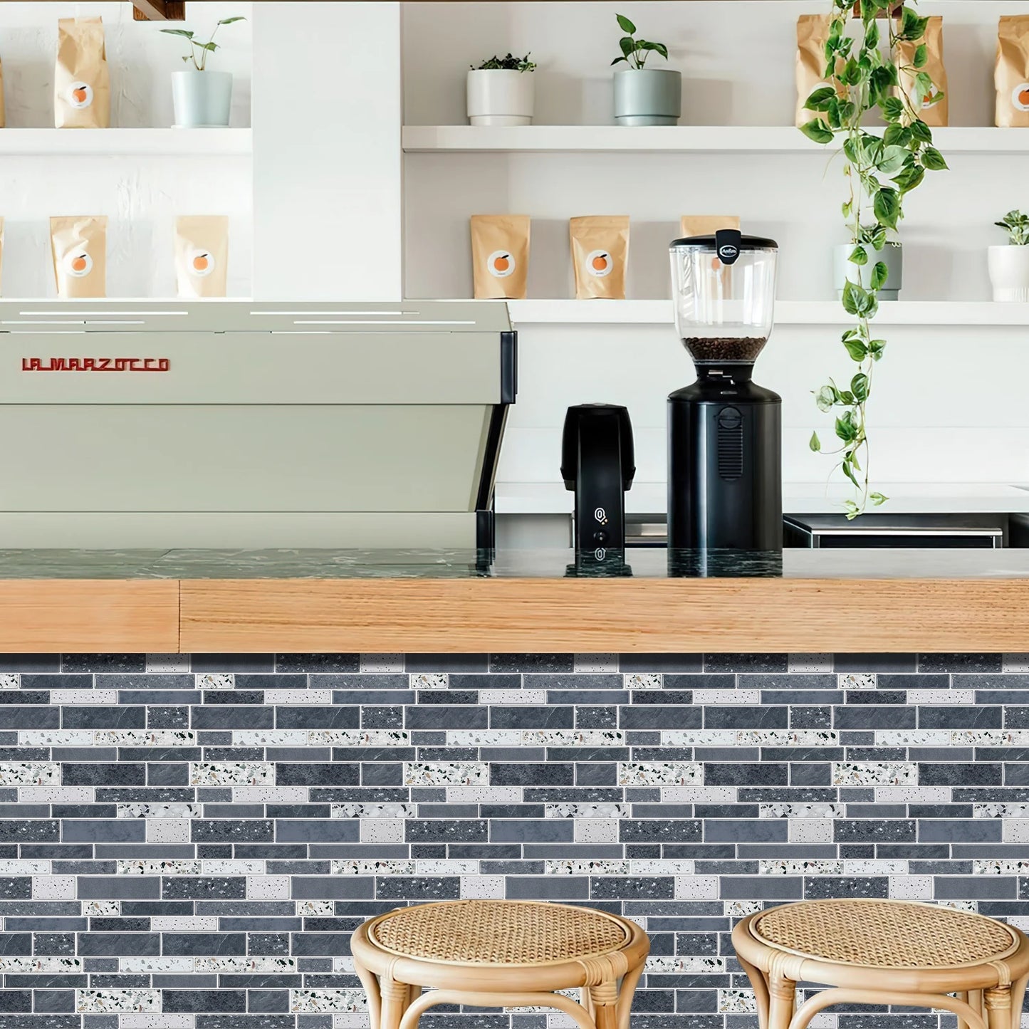 1/12PCS Classic Black and White Mosaic Splicing Wall Stickers Living Room Kitchen Waterproof Self Adhesive PVC Tile Stickers