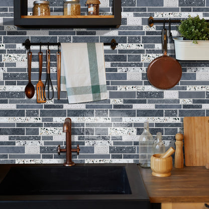 1/12PCS Classic Black and White Mosaic Splicing Wall Stickers Living Room Kitchen Waterproof Self Adhesive PVC Tile Stickers