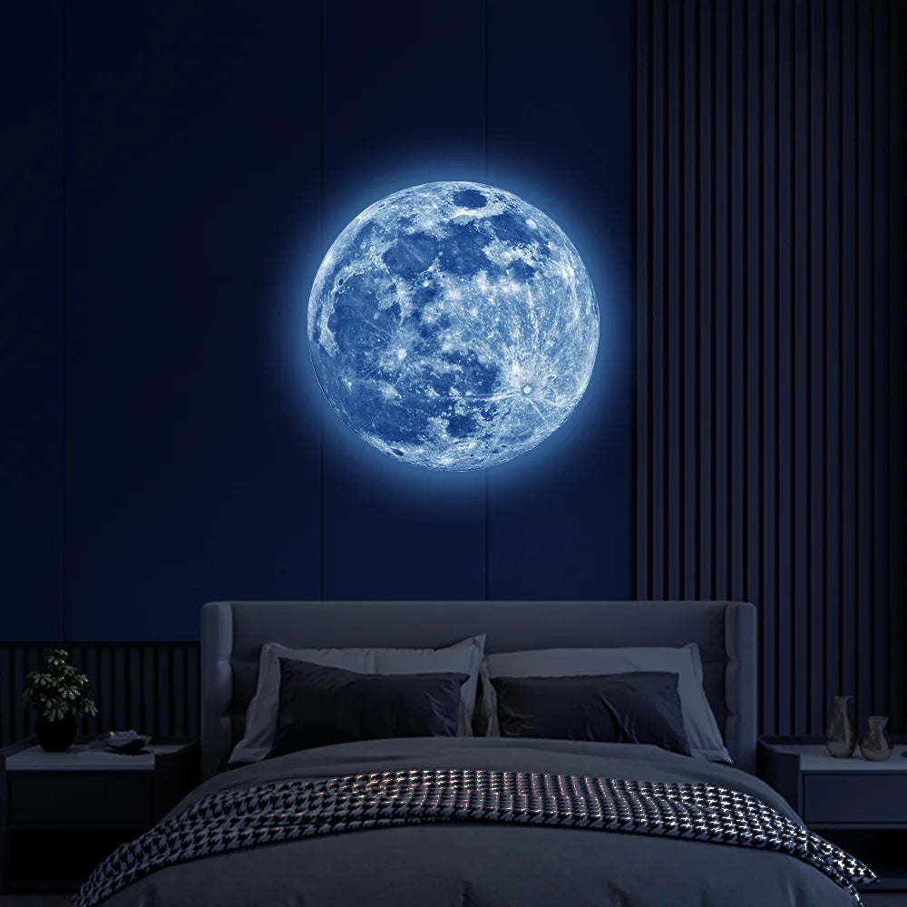 3D Luminous Moon Wall Sticker Glow In The Dark Fluorescent Sticker PVC Home Kids Room Decals Wall Decor Wallpaper - Serene Nest