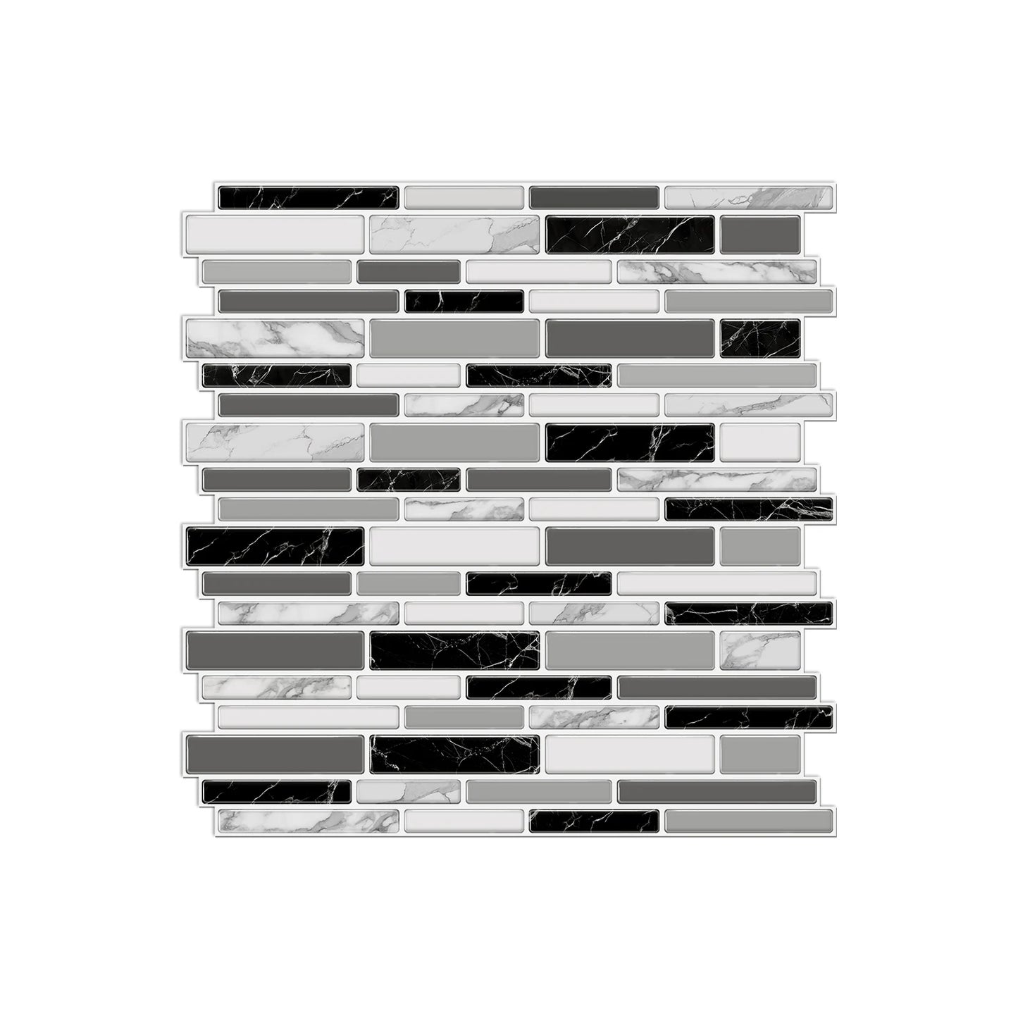 1/12PCS Classic Black and White Mosaic Splicing Wall Stickers Living Room Kitchen Waterproof Self Adhesive PVC Tile Stickers