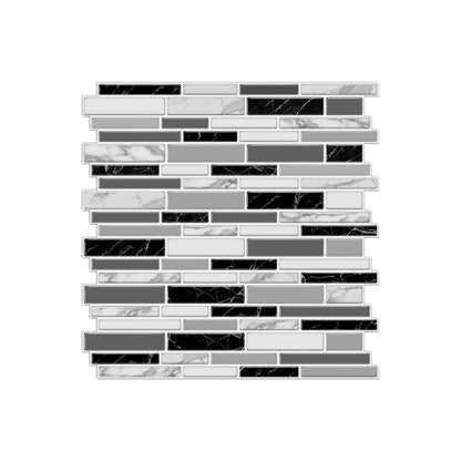 1/12PCS Classic Black and White Mosaic Splicing Wall Stickers Living Room Kitchen Waterproof Self Adhesive PVC Tile Stickers
