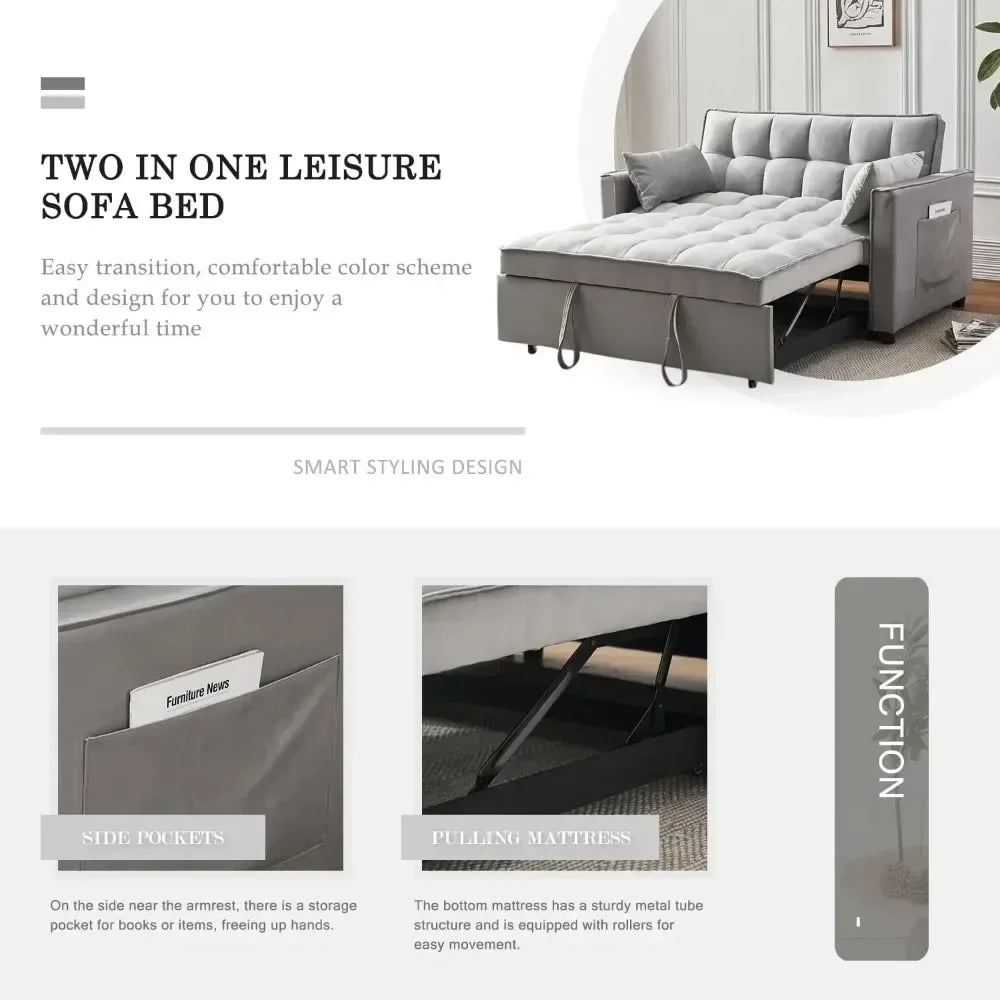 3-in-1 Convertible Sleeper Sofa – Modern Pullout Couch Bed with Adjustable Backrest - Serene Nest