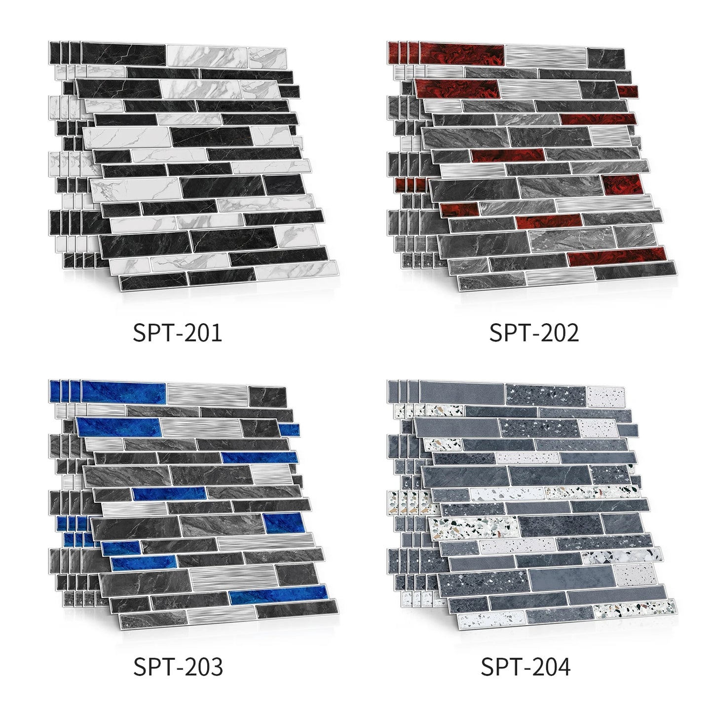 1/12PCS Classic Black and White Mosaic Splicing Wall Stickers Living Room Kitchen Waterproof Self Adhesive PVC Tile Stickers