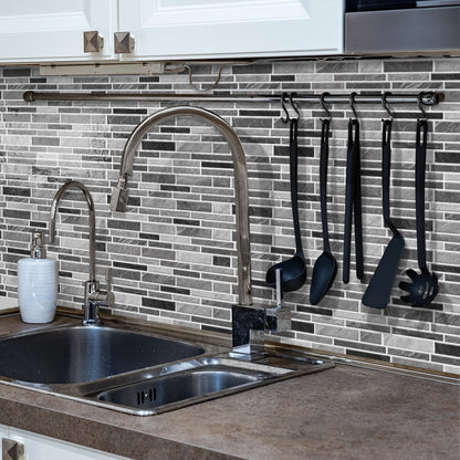 1/12PCS Classic Black and White Mosaic Splicing Wall Stickers Living Room Kitchen Waterproof Self Adhesive PVC Tile Stickers