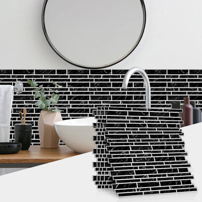 1/12PCS Classic Black and White Mosaic Splicing Wall Stickers Living Room Kitchen Waterproof Self Adhesive PVC Tile Stickers
