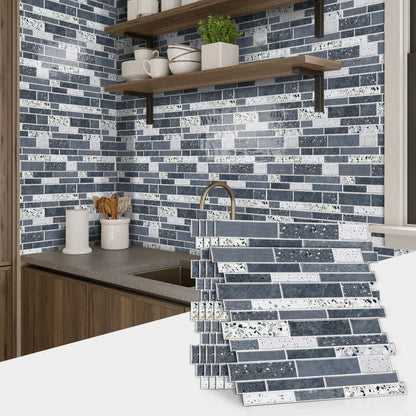 1/12PCS Classic Black and White Mosaic Splicing Wall Stickers Living Room Kitchen Waterproof Self Adhesive PVC Tile Stickers