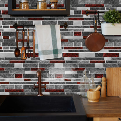 1/12PCS Classic Black and White Mosaic Splicing Wall Stickers Living Room Kitchen Waterproof Self Adhesive PVC Tile Stickers