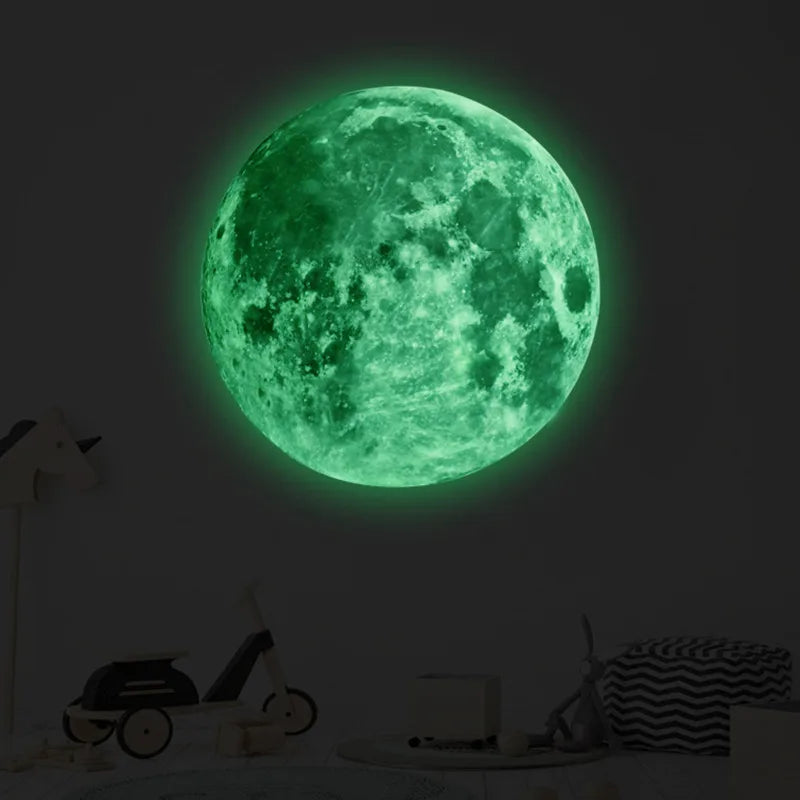 3D Luminous Moon Wall Sticker Glow In The Dark Fluorescent Sticker PVC Home Kids Room Decals Wall Decor Wallpaper - Serene Nest